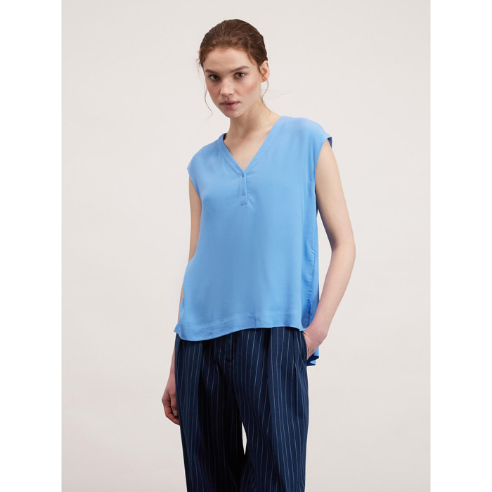 Motivi - Blusa fluida senza maniche - Azzurro