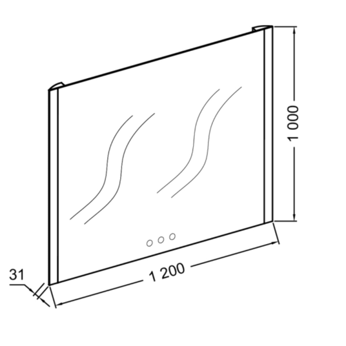 Miroir 3 trous pour mitigeurs Grands Boulevards 120 cm