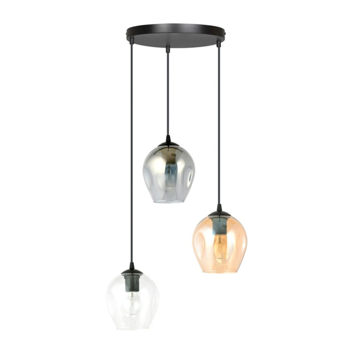 Lampada a sospensione ISTAR 3 con paralumi in vetro colorato