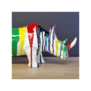 Statuette rhinocéros multicolore en résine H24cm - RHINO POP 2