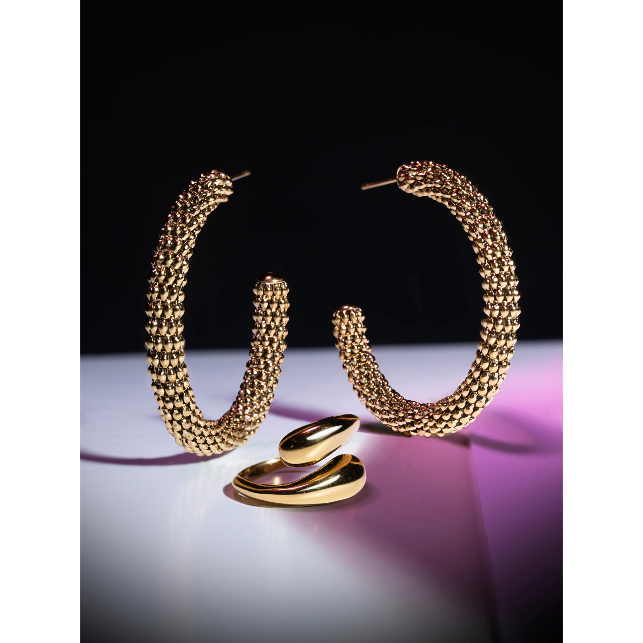 Anillo Maxi Abbraccio Acero Baño Oro