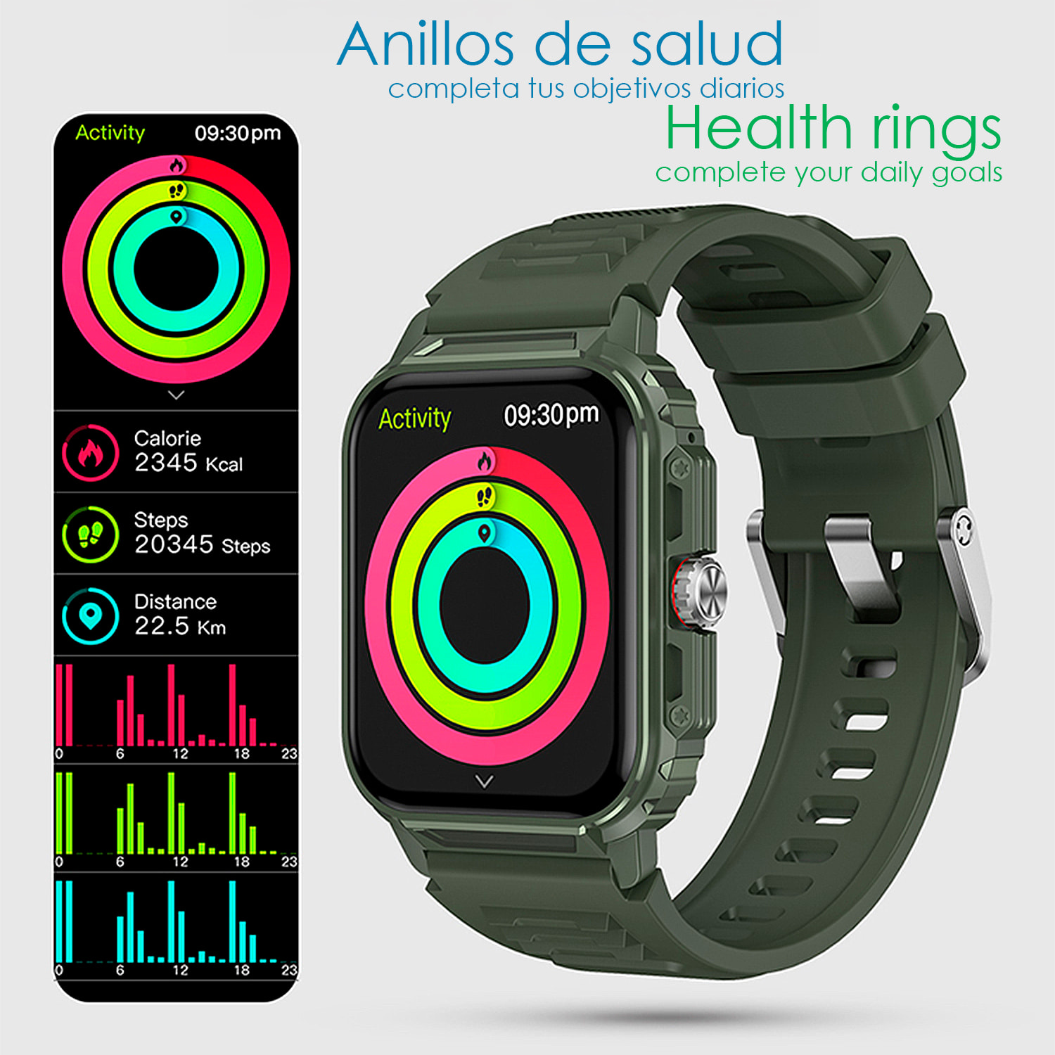 Smartwatch Y1 con monitor de salud avanzado, llamadas Bluetooth y más de 50 modos de deporte.