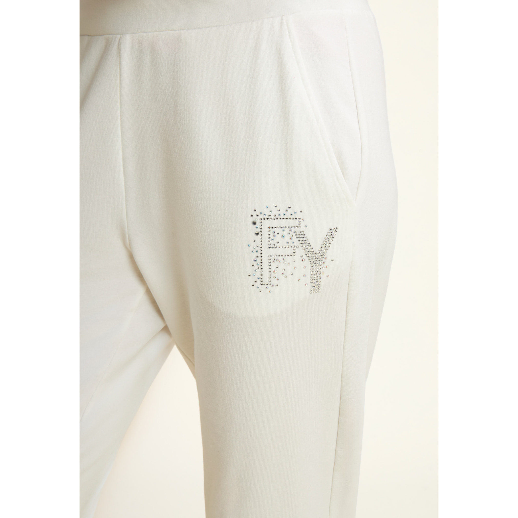 Pantaloni 7/8 con Risvolto e Strass