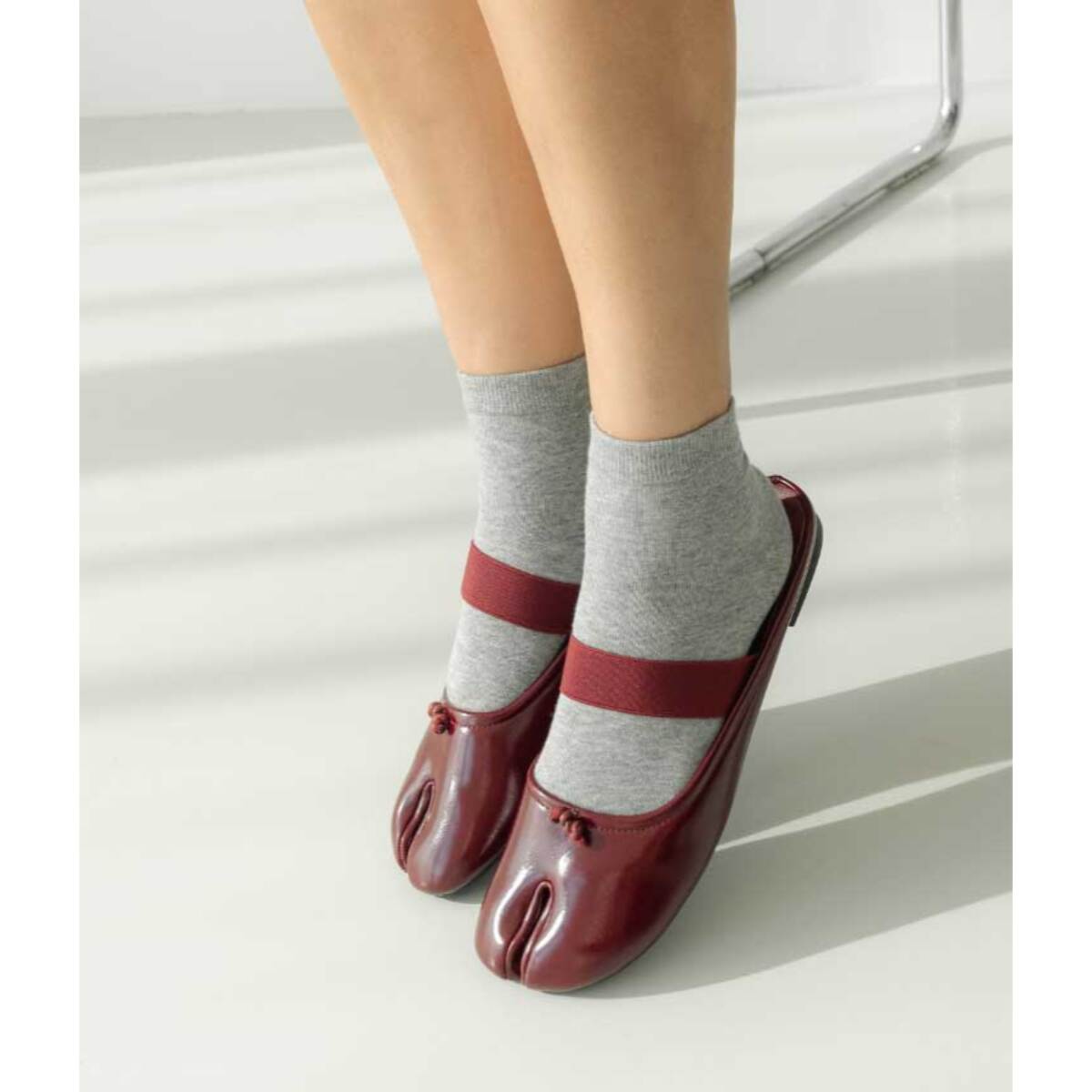 Bailarinas tabi destalonadas burdeos con lacito