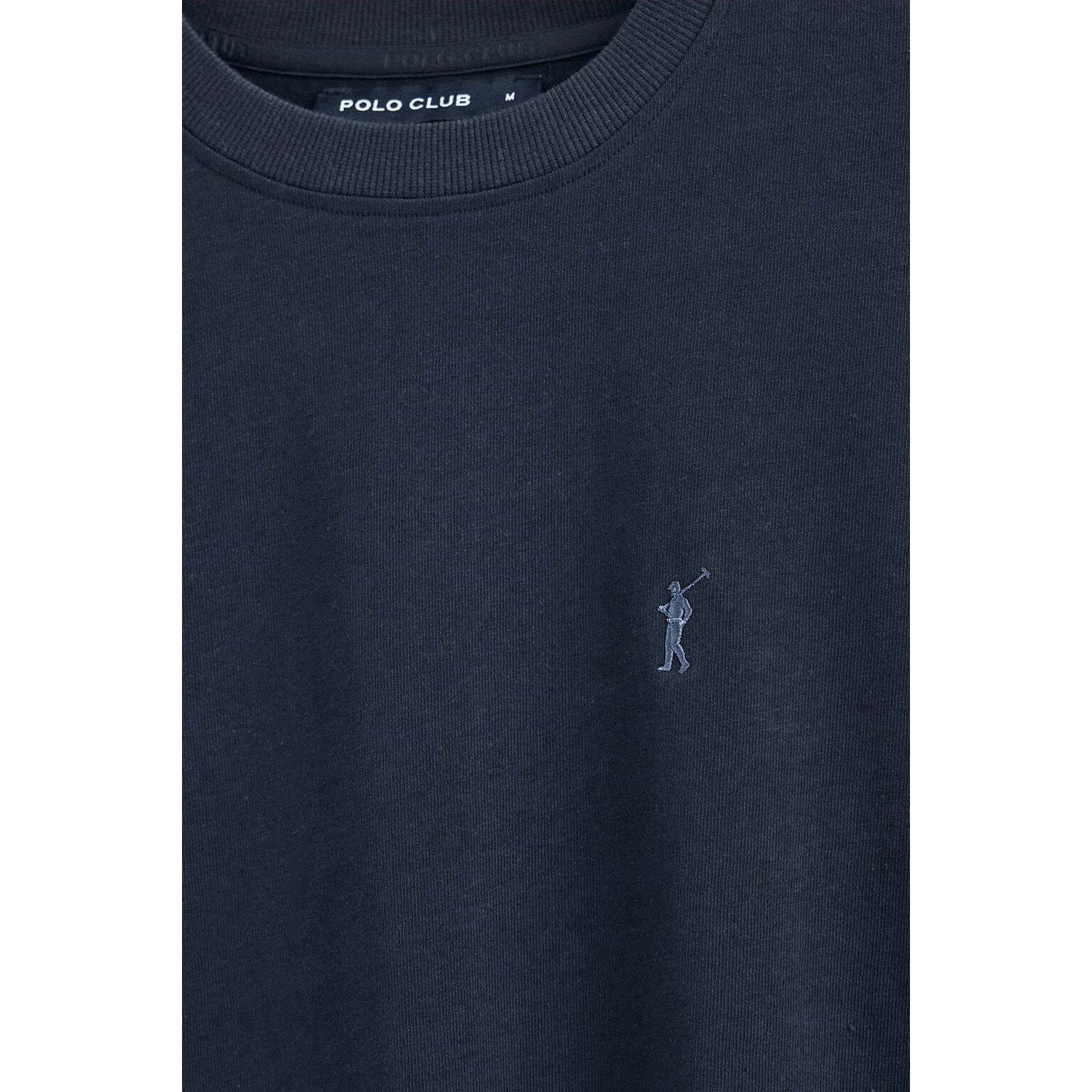 Camiseta azul marino de algodón y lino con bordado Rigby Go