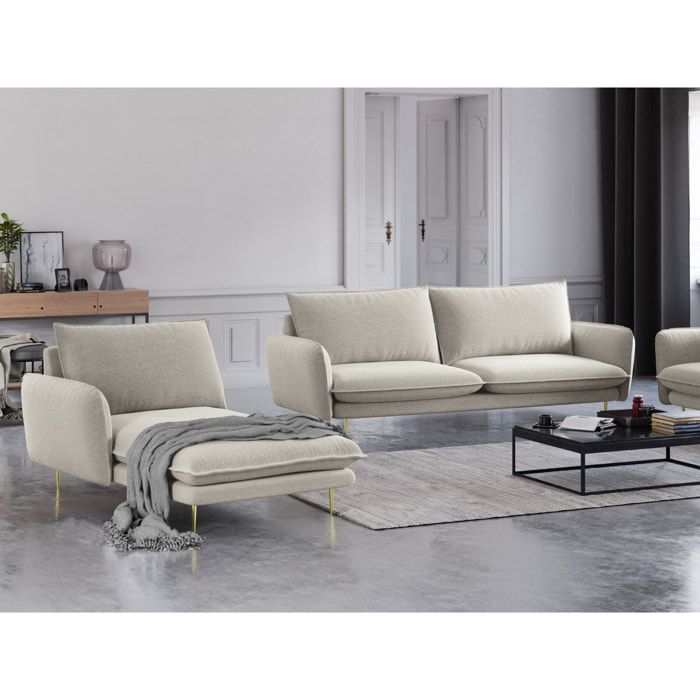 Méridienne gauche "Vienna" en tissu structurel beige clair