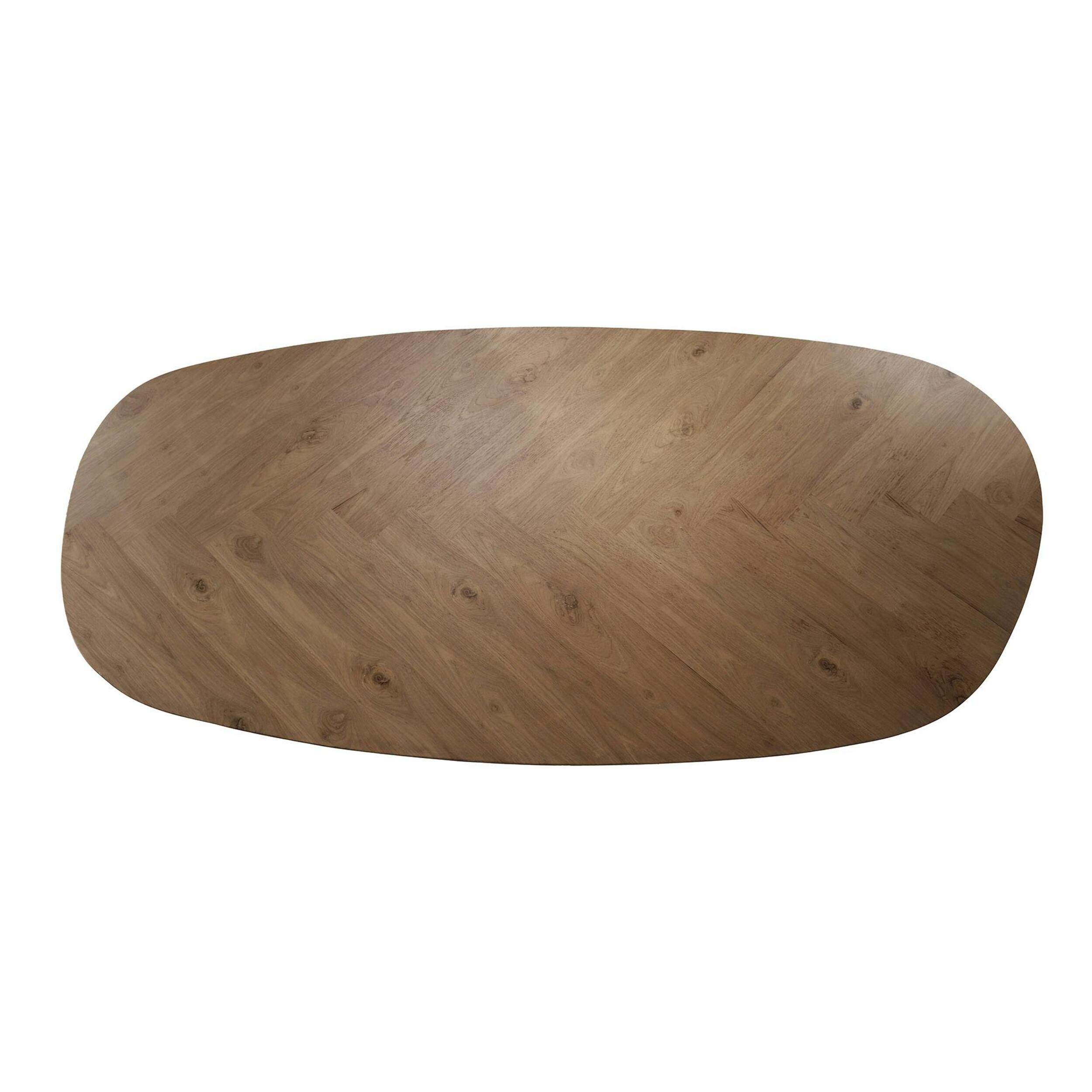 Table à manger bords ronds motif chevron, teck recyclé 215 cm MAYA