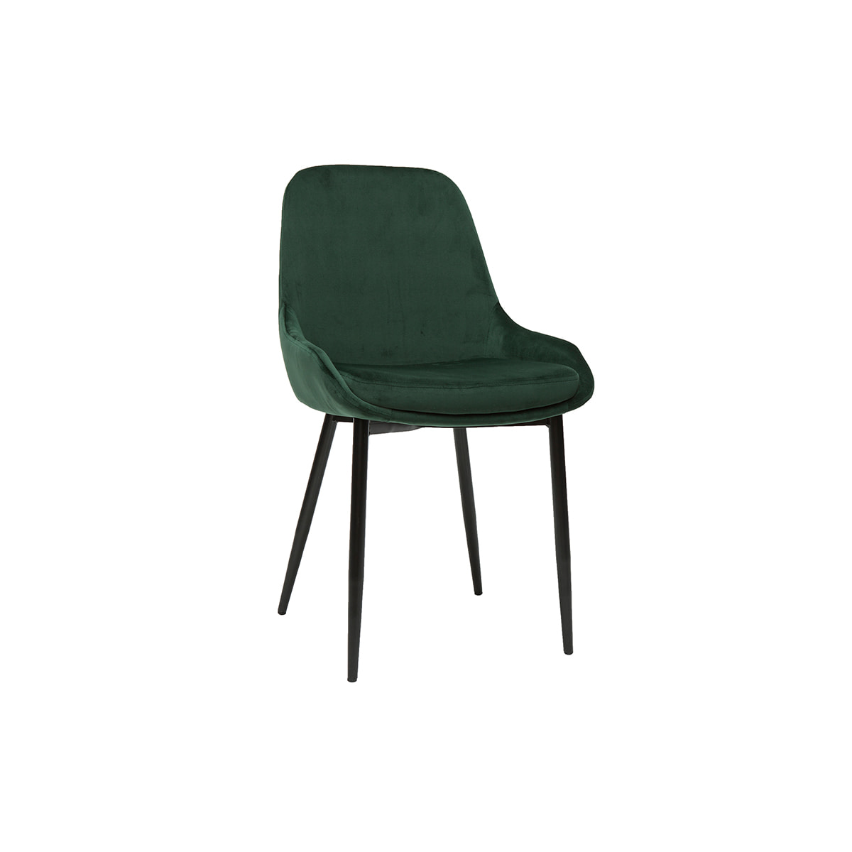 Chaises design en tissu velours vert foncé et métal noir (lot de 2) HOLO