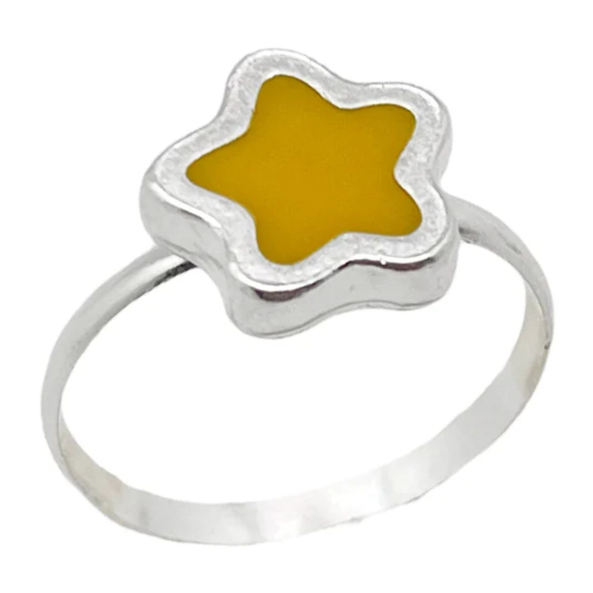 Conjunto Colors Flor Pulsera y anillo plata 10µ Mostaza
