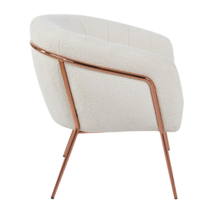 Poltrona in tessuto teddy crema con gambe metallo - Cloud
