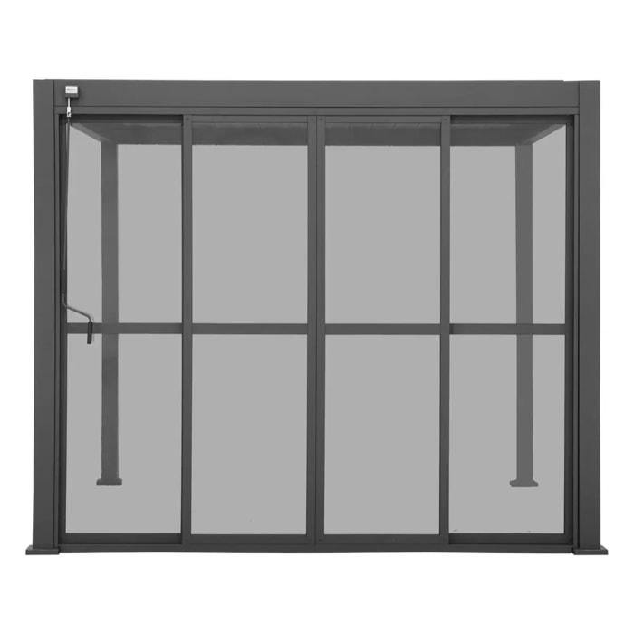Portes coulissantes pour pergola bioclimatique "Evora" grand modèle - 1/3 côté 2,7 x 2,3 m Graphite