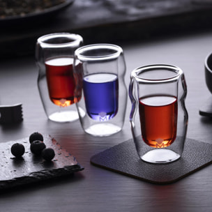 Masterpro Mixology - Juego de 4 Piezas Vaso Licor 50 ml, Borosilicato, Doble pared, Transparencia, Desde -20º hasta 200º