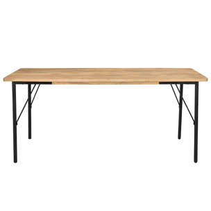 Table à manger rectangulaire en bois manguier massif et métal noir L180 cm JUDE