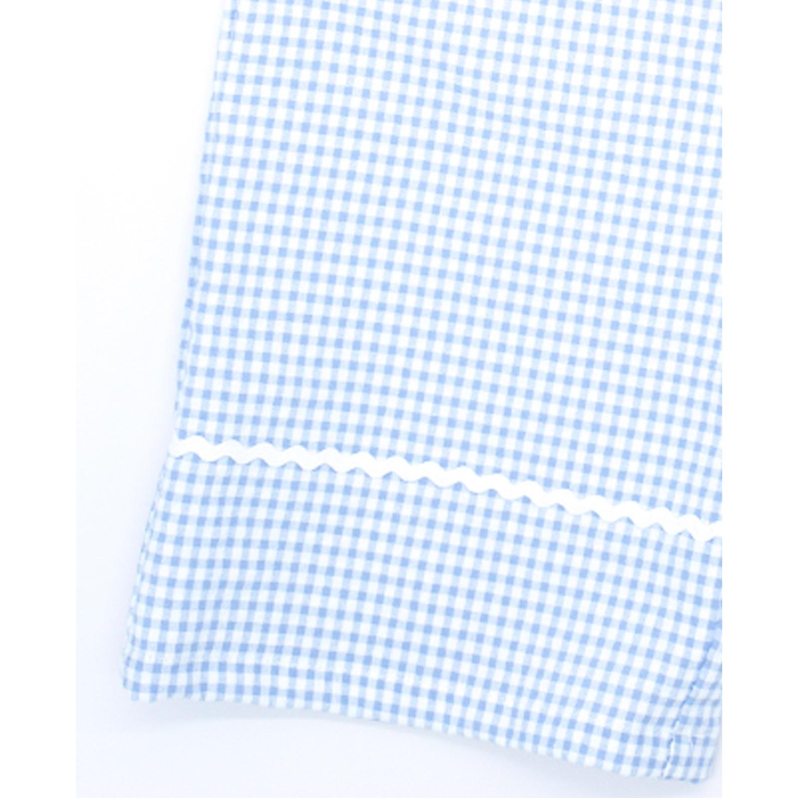 Pantalón largo de cuadros vichy azul. Elastico en la cintura, picunela en el bajo.