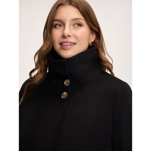 Fiorella Rubino - Cappa in panno misto lana con collo alto - Nero