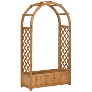 Jardinière avec treillis et arche - bac à fleurs - jardinière sur pied - dim. 83L x 36l x 152H cm - bois sapin pré-huilé