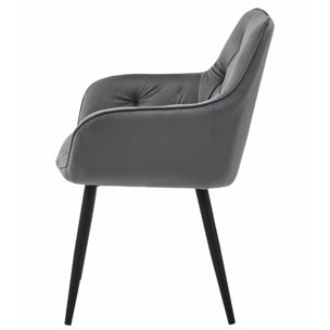 Sedia poltroncina Jork in velluto grigio scuro e metallo