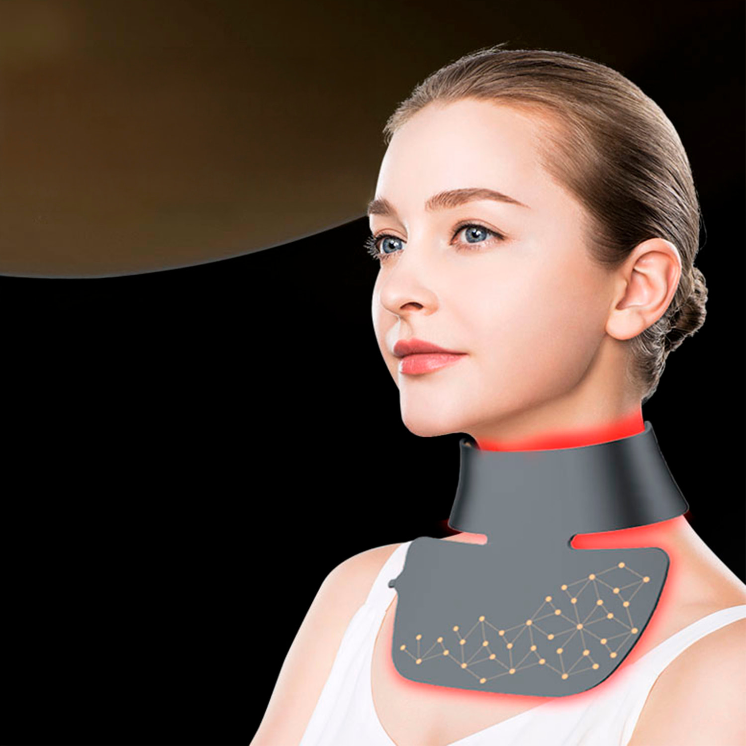 Maschera per il collo per trattamento con luce LED con 4 colori.