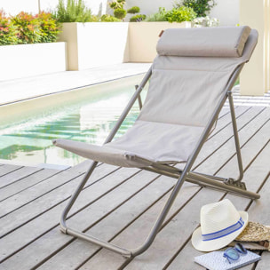 Chilienne de jardin pliante "Jubba" noisette & praline en zinc et polyester