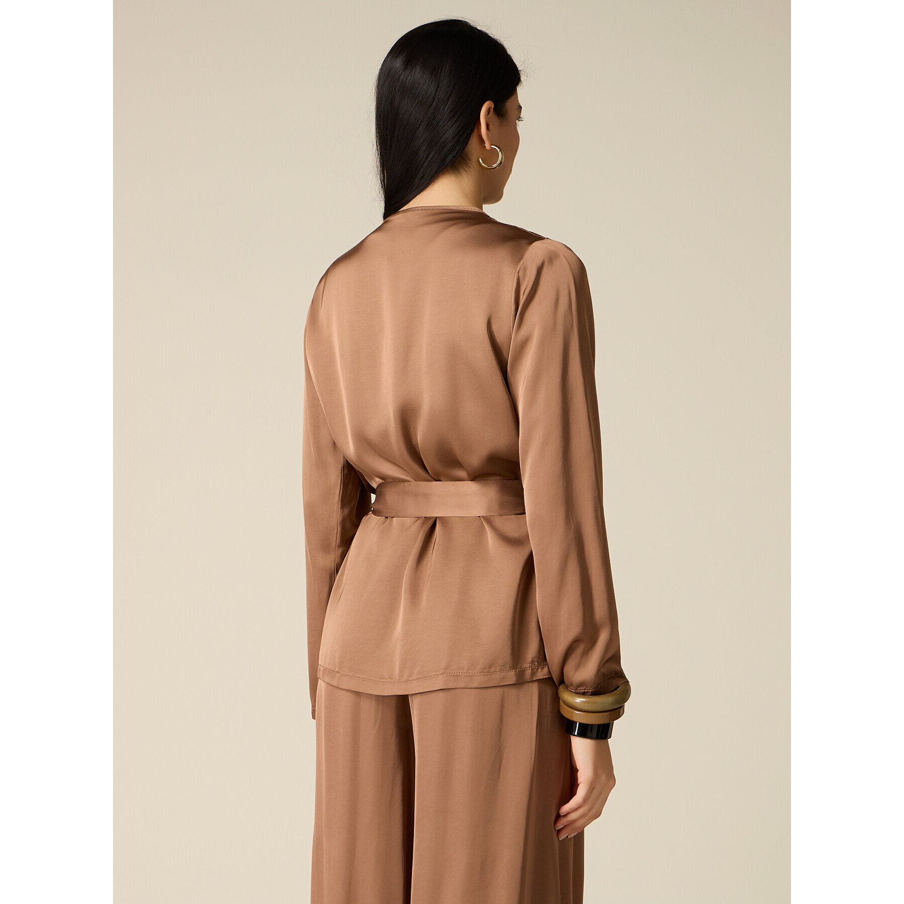 Oltre - Giacca destrutturata in raso di viscosa - Marrone