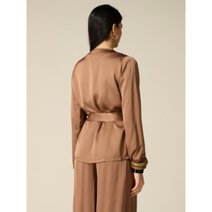 Oltre - Giacca destrutturata in raso di viscosa - Marrone