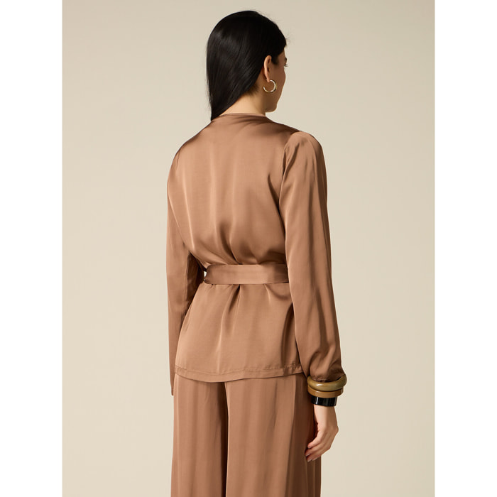 Oltre - Giacca destrutturata in raso di viscosa - Marrone