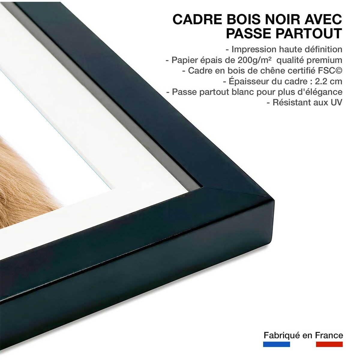 Affiche enfant bébé vache Affiche sous cadre noir