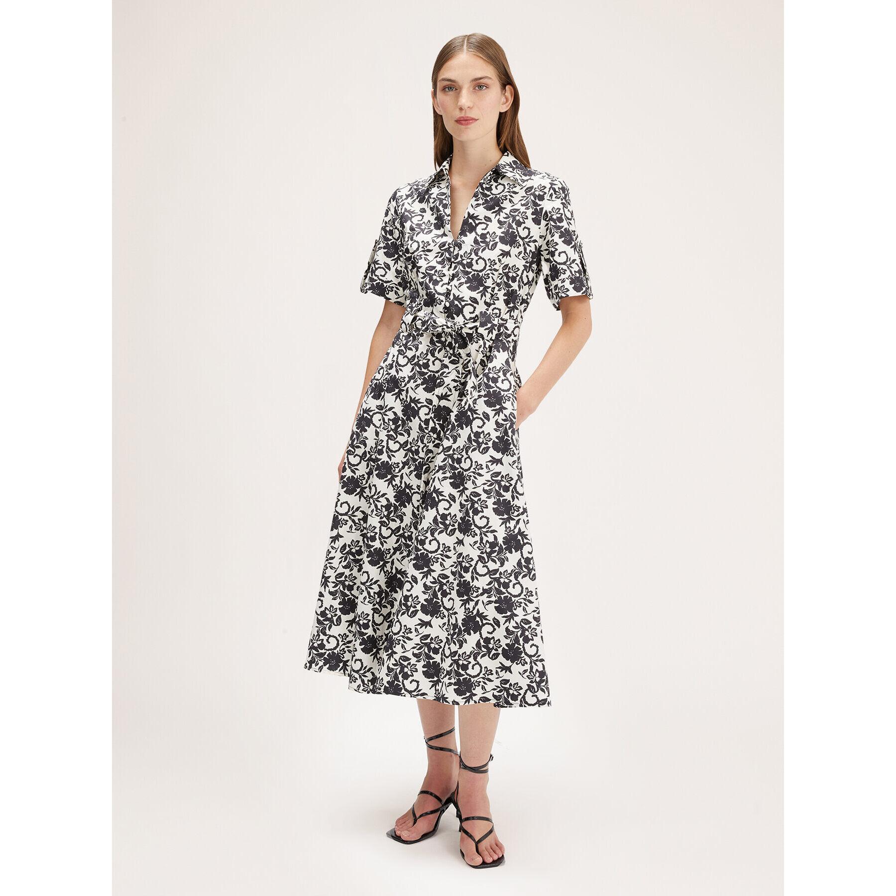 Motivi - Vestido camisero con estampado floral - Negro