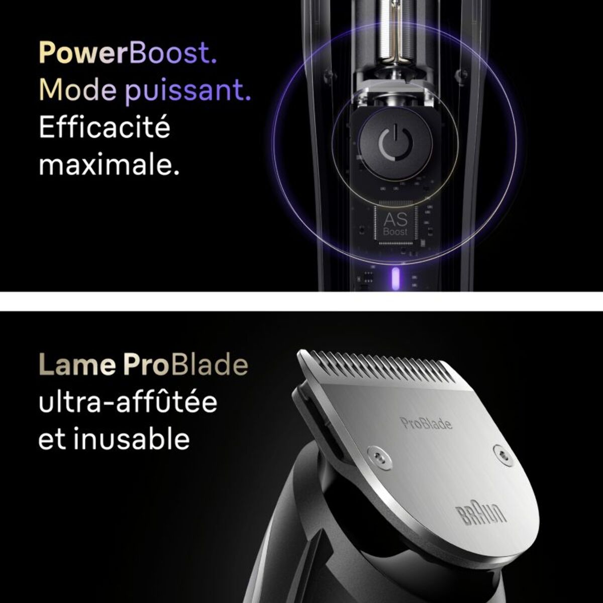 Tondeuse barbe BRAUN BT9520, molette réglable, 50 hauteurs de coupe, précision 0,25 mm, autonomie 180 mn