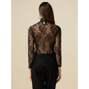 Oltre - Lupetto in pizzo see-through - Nero