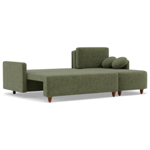 Calypso - canapé d'angle réversible 4 places convertible avec coffre en tissu - Vert