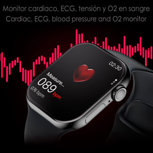 Smartwatch S10 con monitor cardiaco avanzado, ECG, azúcar en sangre, llamadas Bluetooth. Traductor por voz, ChatGPT y juegos de habilidad.