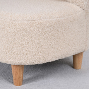 Fauteuil enfant design scandinave nuage - piètement bois clair tissu polaire beige