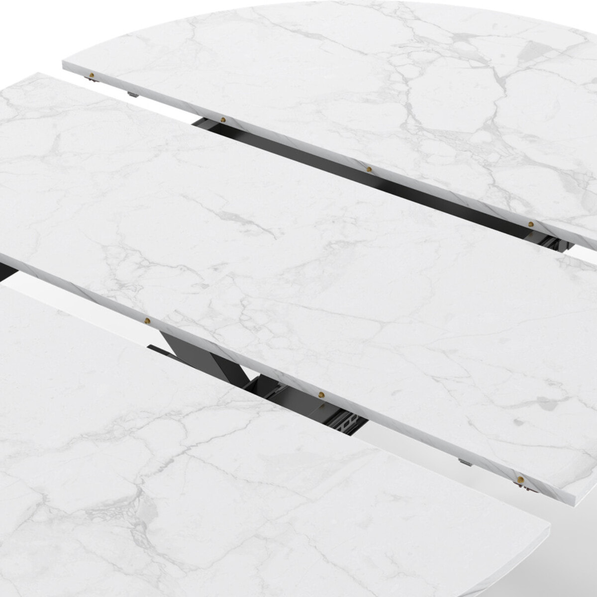Table à manger ronde extensible Soline Ø110-150cm effet marbre