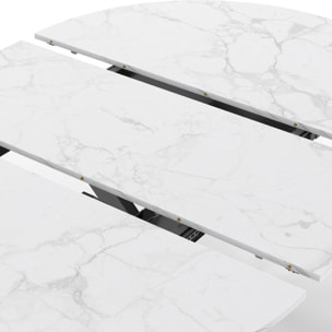 Table à manger ronde extensible Soline Ø110-150cm effet marbre