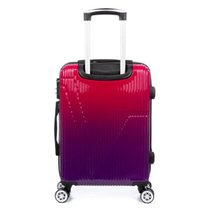 Valigia cabin trolley in PP resistente agli urti. Chiusura numerica, 4 ruote doppie estraibili e girevoli a 360°.