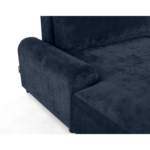 Nelly - canapé d'angle gauche 4 places convertible avec coffre en velours texturé - Bleu