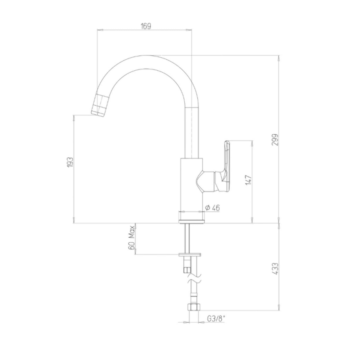 Mitigeur lavabo bec haut mobile PAINI Stone chromé