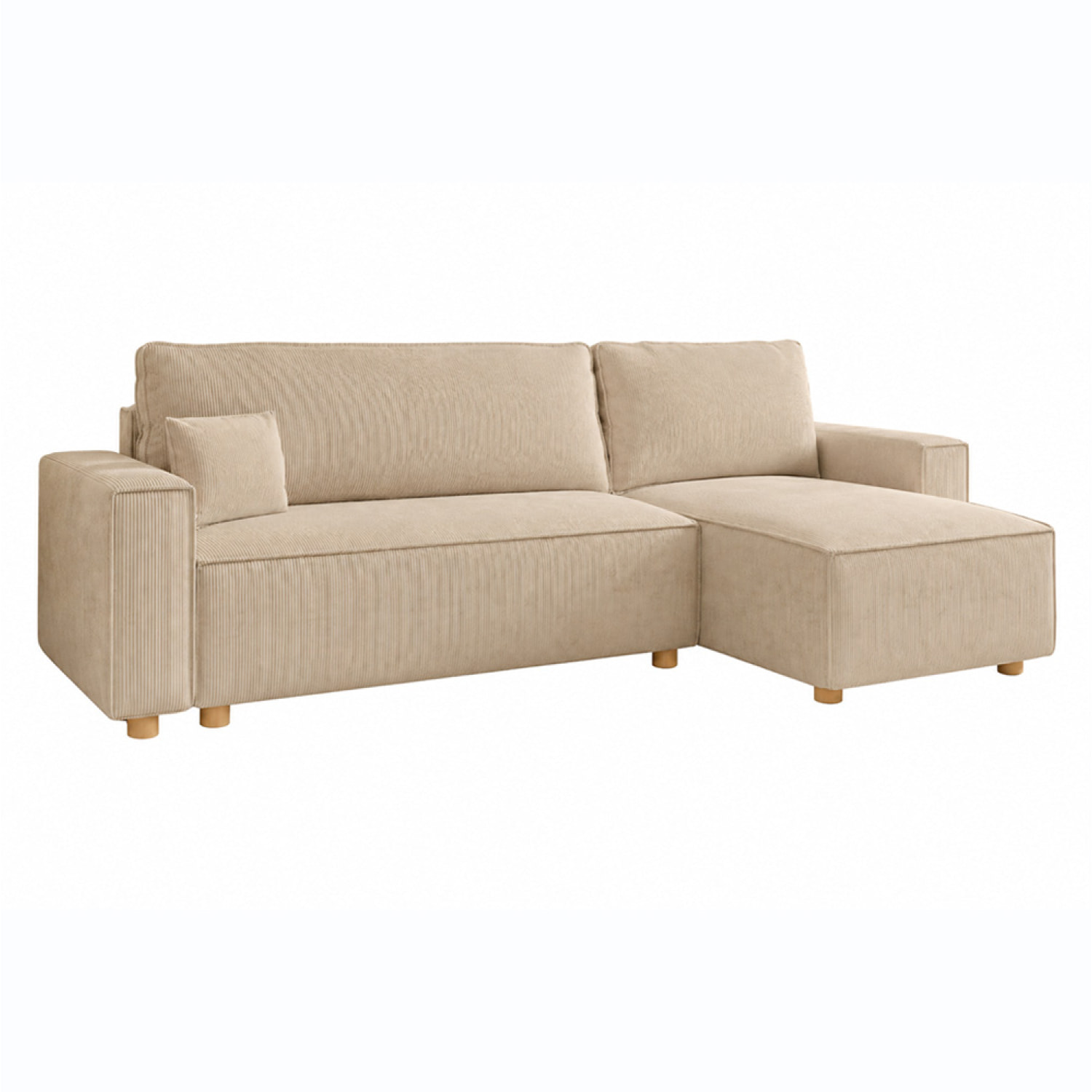 Canapé convertible d'angle réversible 4 places velours côtelé beige OGGIE