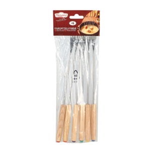 6 fourchettes à fondue en acier inoxydable et bois MONTAGNE