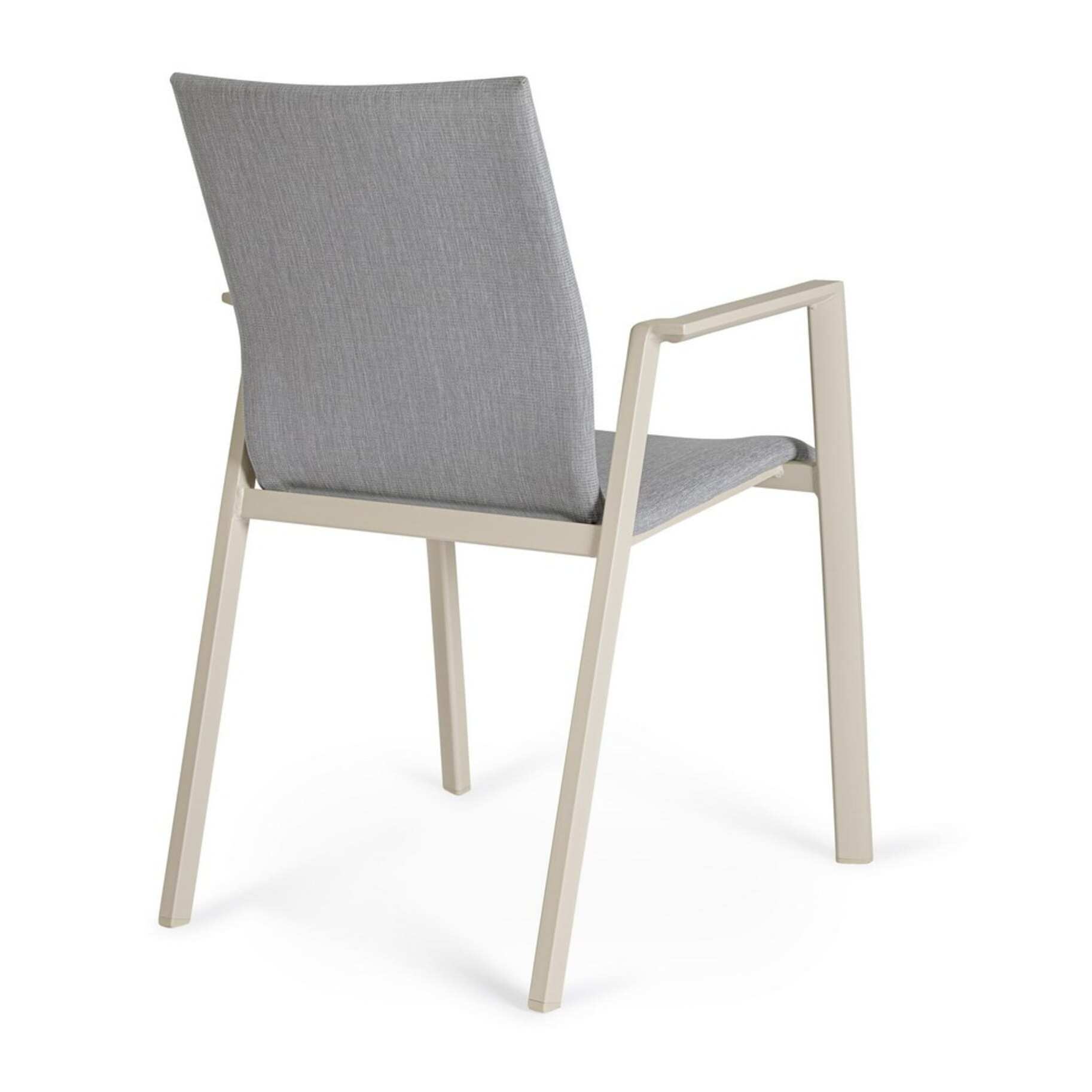 Set 4 sedie da giardino HARO in tessuto grigio chiaro e struttura in alluminio beige