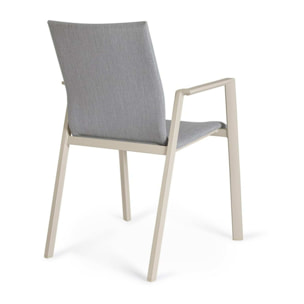 Set 4 sedie da giardino HARO in tessuto grigio chiaro e struttura in alluminio beige
