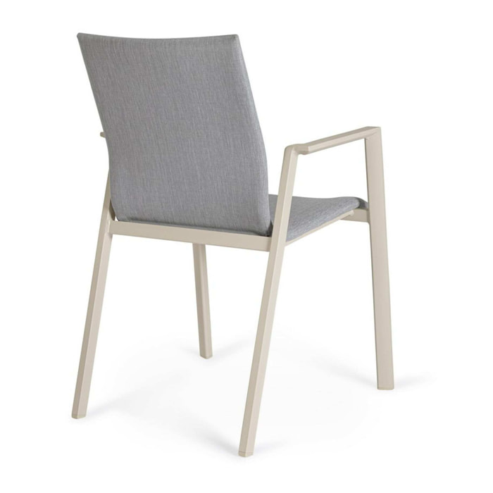 Set 4 sedie da giardino HARO in tessuto grigio chiaro e struttura in alluminio beige