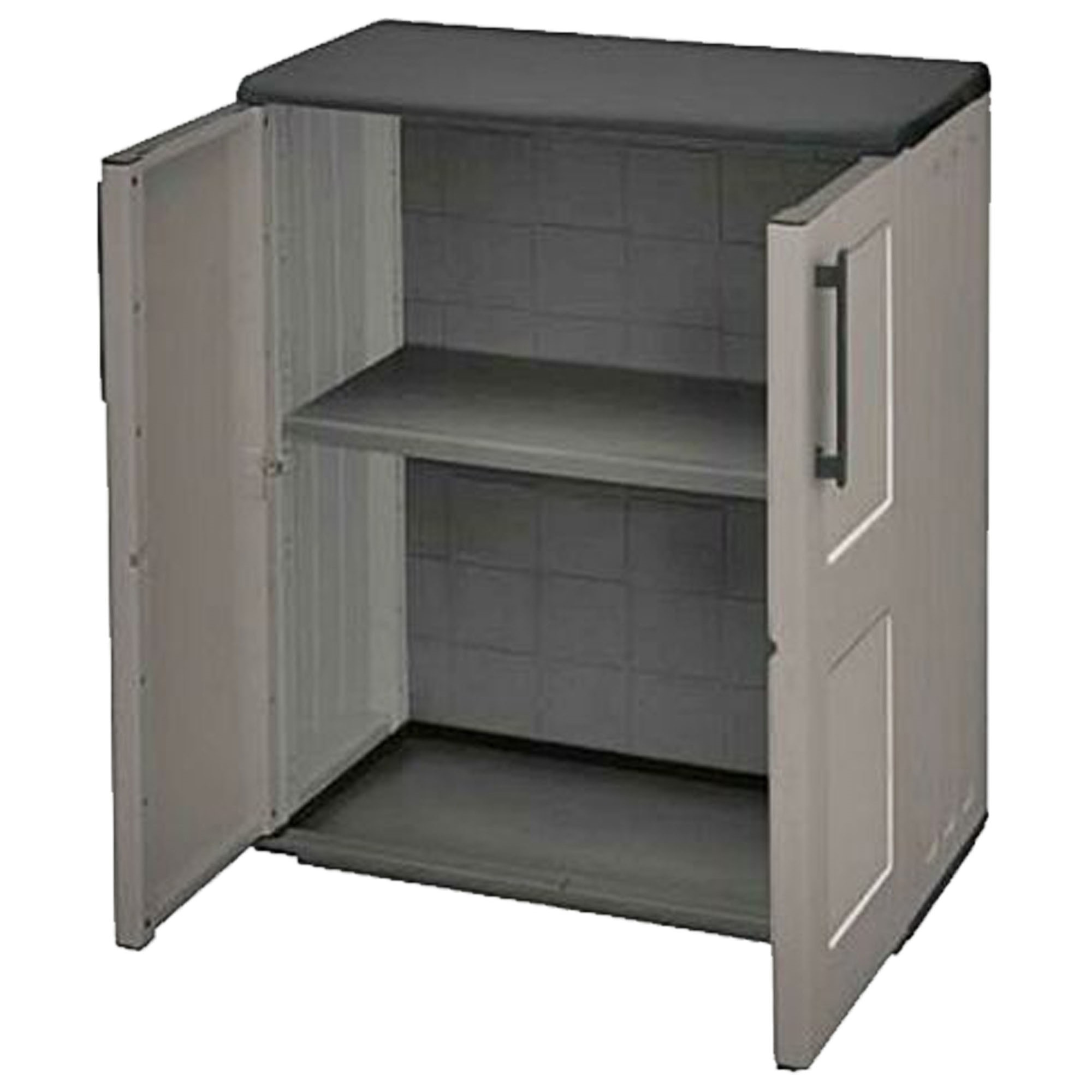 Armario de mediana altura en polipropileno, material reciclable y eco-sostenible, equipado con bisagras de acero y balda regulable, dimensiones l 680