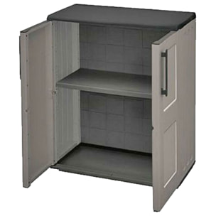 Armario de mediana altura en polipropileno, material reciclable y eco-sostenible, equipado con bisagras de acero y balda regulable, dimensiones l 680