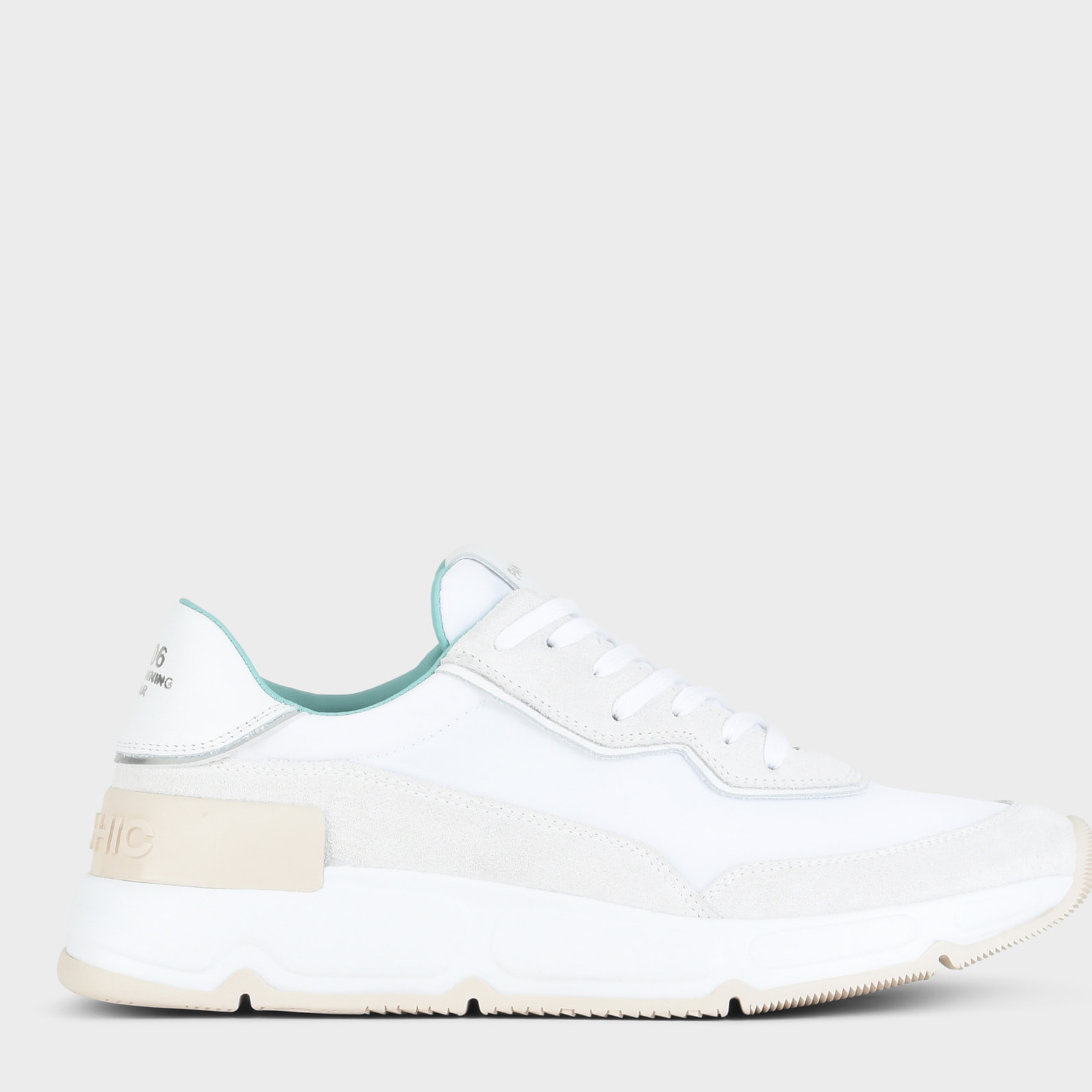 SNEAKER HOMBRE P06 DE NAILON ANTE Y PIEL EFECTO ESPEJO BLANCO