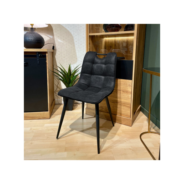 Chaise microfibre effet simili, poignée et pieds noirs - SPOOKY 2
