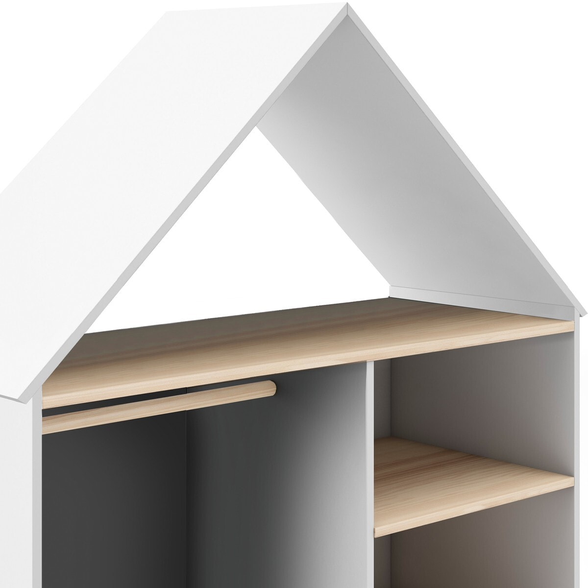 Penderie cabane enfant 1 tiroir en bois - LUCY