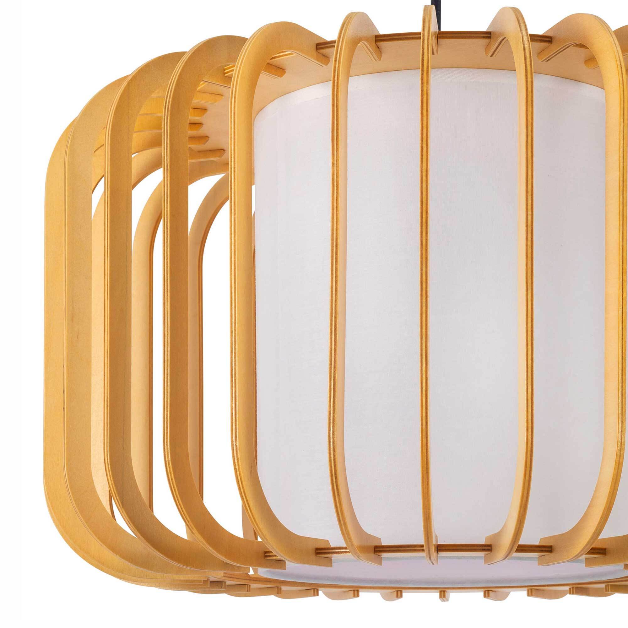 FORLIGHT Viva lampara colgante en negro y madera clara para bombilla E27