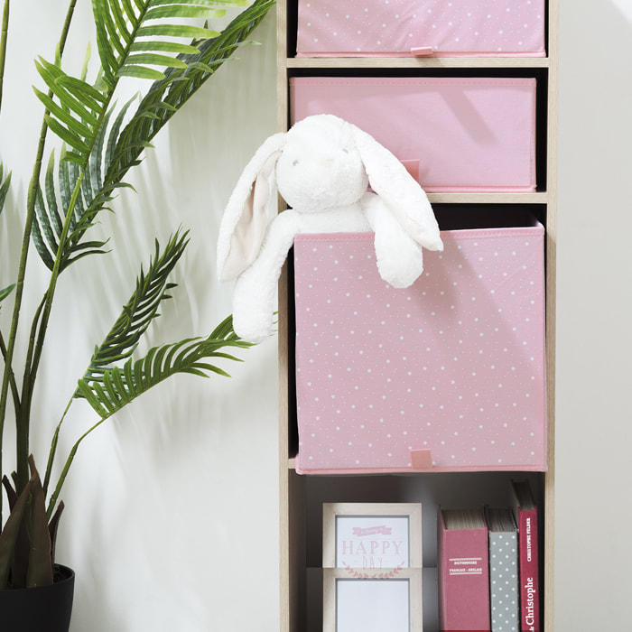 Bac de rangement "Etoile" rose 29x29cm